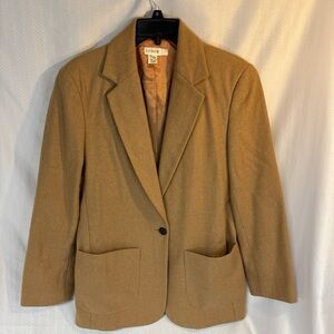J.Crew women’s wool blazer in camel single button closure patch pockets, size 2